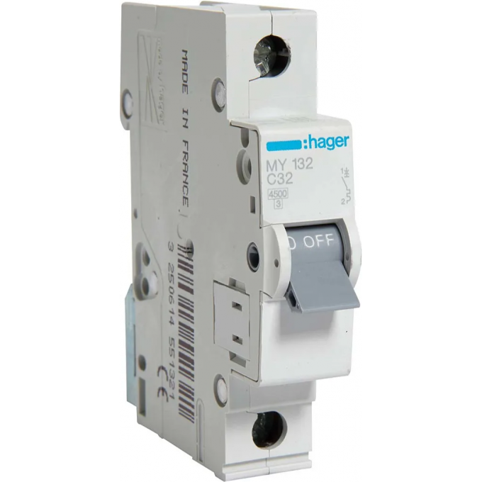 Автоматический выключатель HAGER 1P 4,5kA C-32A 1M MY132