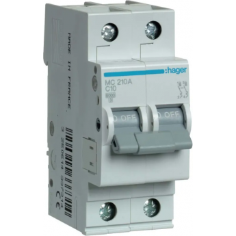 Автоматический выключатель HAGER 2P 6kA C-10A 2M Автоматический выключатель HAGER 2P 6kA C-10A 2M