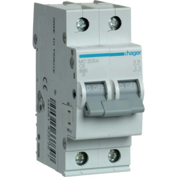 Автоматический выключатель HAGER 2P 6kA C-6A 2M Автоматический выключатель HAGER 2P 6kA C-6A 2M