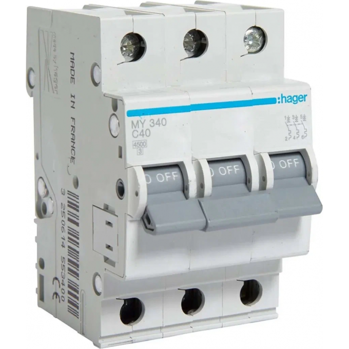 Автоматический выключатель HAGER 3P 4,5kA C-40A 3M MY340