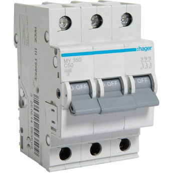 Автоматический выключатель HAGER 3P 4,5kA С-50A 3M