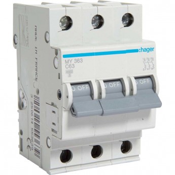 Автоматический выключатель HAGER 3P 4,5kA С-63A 3M