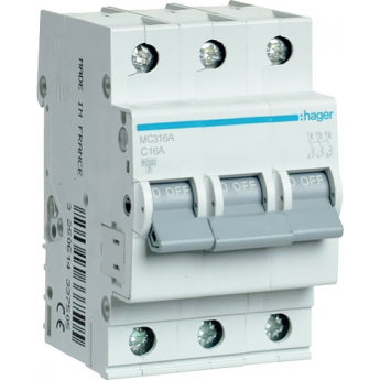 Автоматический выключатель HAGER 3P 6kA C-16A 3M Автоматический выключатель HAGER 3P 6kA C-16A 3M