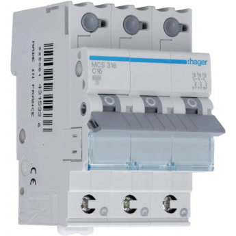 Автоматический выключатель HAGER 3P 6kA C-16A QC 3M Автоматический выключатель HAGER 3P 6kA C-16A QC 3M