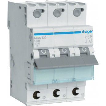 Автоматический выключатель HAGER 3P 6kA C-20A QC 3M Автоматический выключатель HAGER 3P 6kA C-20A QC 3M