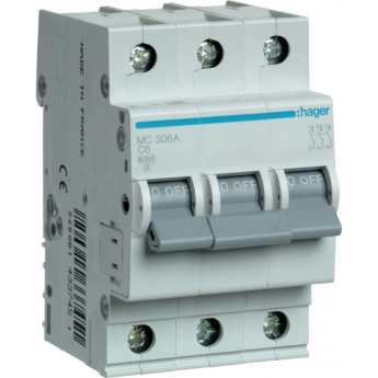 Автоматический выключатель HAGER 3P 6kA C-6A 3M Автоматический выключатель HAGER 3P 6kA C-6A 3M