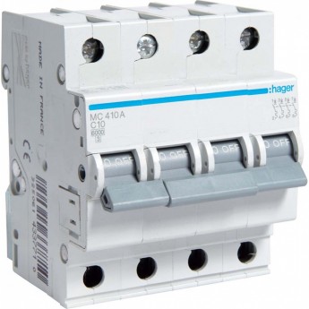 Автоматический выключатель HAGER 4P 6kA C-10A 4M Автоматический выключатель HAGER 4P 6kA C-10A 4M