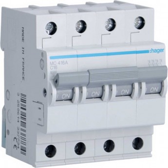 Автоматический выключатель HAGER 4P 6kA C-16A 4M Автоматический выключатель HAGER 4P 6kA C-16A 4M
