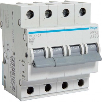 Автоматический выключатель HAGER 4P 6kA C-40A 4M Автоматический выключатель HAGER 4P 6kA C-40A 4M
