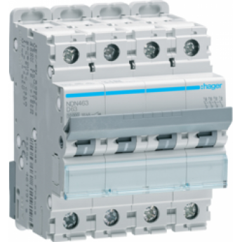 Автоматический выключатель HAGER 4Р, D-63A, Ue=400В АС, Icn=10кА Icu=15кА, ширина 4М Автоматический выключатель HAGER 4Р, D-63A, Ue=400В АС, Icn=10кА Icu=15кА, ширина 4М