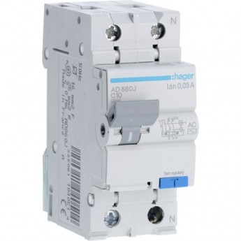 Дифференциальный автомат HAGER 1P+N 4.5kA C-10A 30mA AC Дифференциальный автомат HAGER 1P+N 4.5kA C-10A 30mA AC