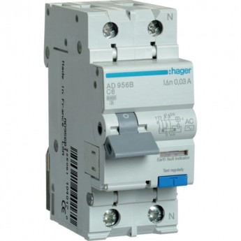 Дифференциальный автомат HAGER 1P+N 6kA C-32A 30 мА Тип AC, ширина 2М Дифференциальный автомат HAGER 1P+N 6kA C-32A 30 мА Тип AC, ширина 2М