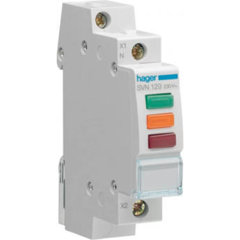 Индикатор светодиодный HAGER на дин-рейку, один общий контакт, ширина 1М