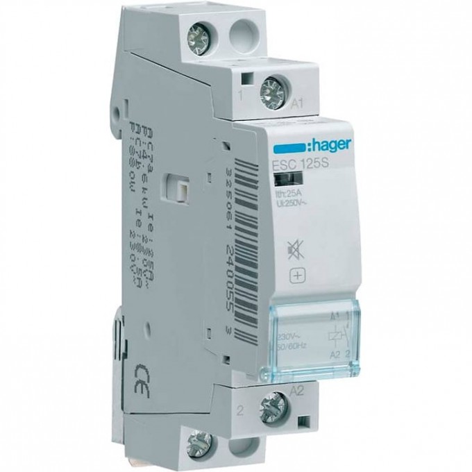 Контактор модульный HAGER 1н.о., AC1/AC7a 25A, Uупр.=230В 50/60Гц, ширина 1М ESC125S