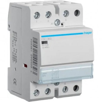 Контактор модульный HAGER, 3н.о., AC1/AC7a 63A, Uупр.=230В 50Гц, ширина 3М Контактор модульный HAGER, 3н.о., AC1/AC7a 63A, Uупр.=230В 50Гц, ширина 3М