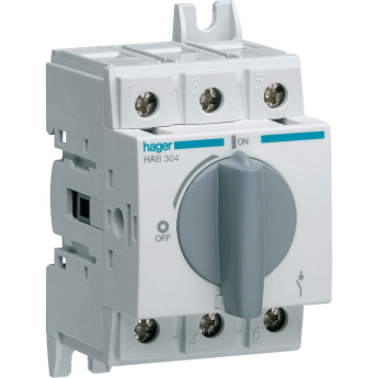 Рубильник модульный HAGER, 3Р, 40A, до 690В АС21 Рубильник модульный HAGER, 3Р, 40A, до 690В АС21