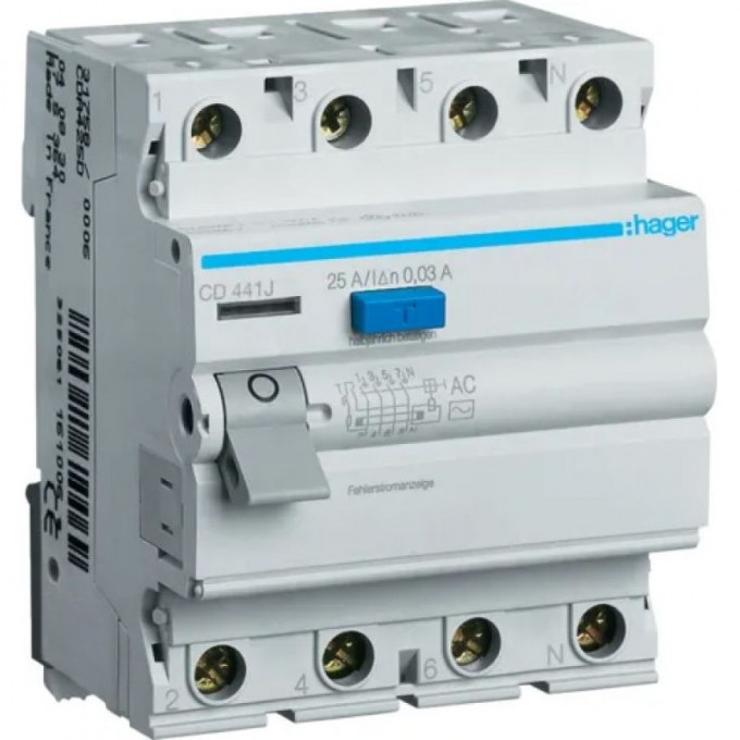 Устройство защитного отключения HAGER 4P 40A 30mA AC CD441J